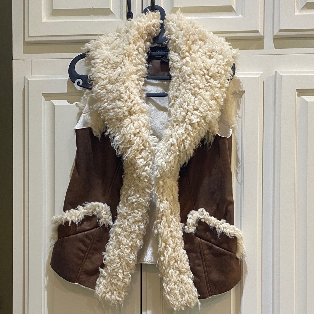 INC International Concepts Brown Faux Fur Vest